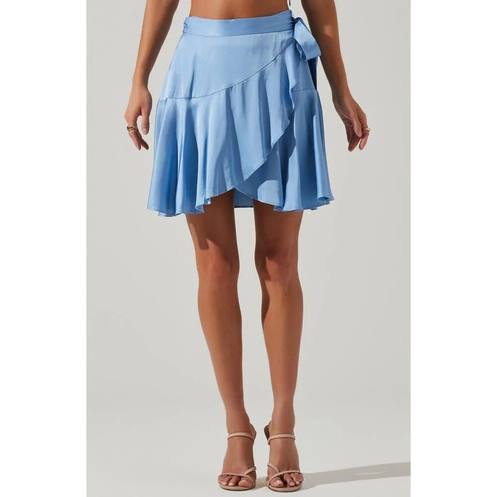 NWT Astr Ellery Blue Ruffle Summer Miniskirt P270